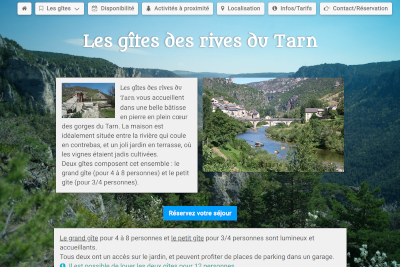 Site web des gîtes des rives du Tarn