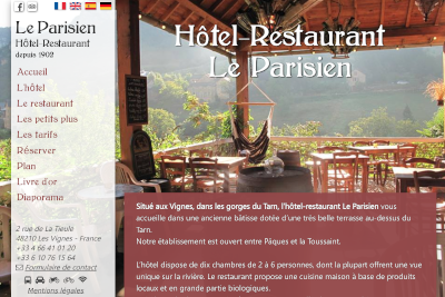 Site web de l'hôtel-restaurant Le Parisien